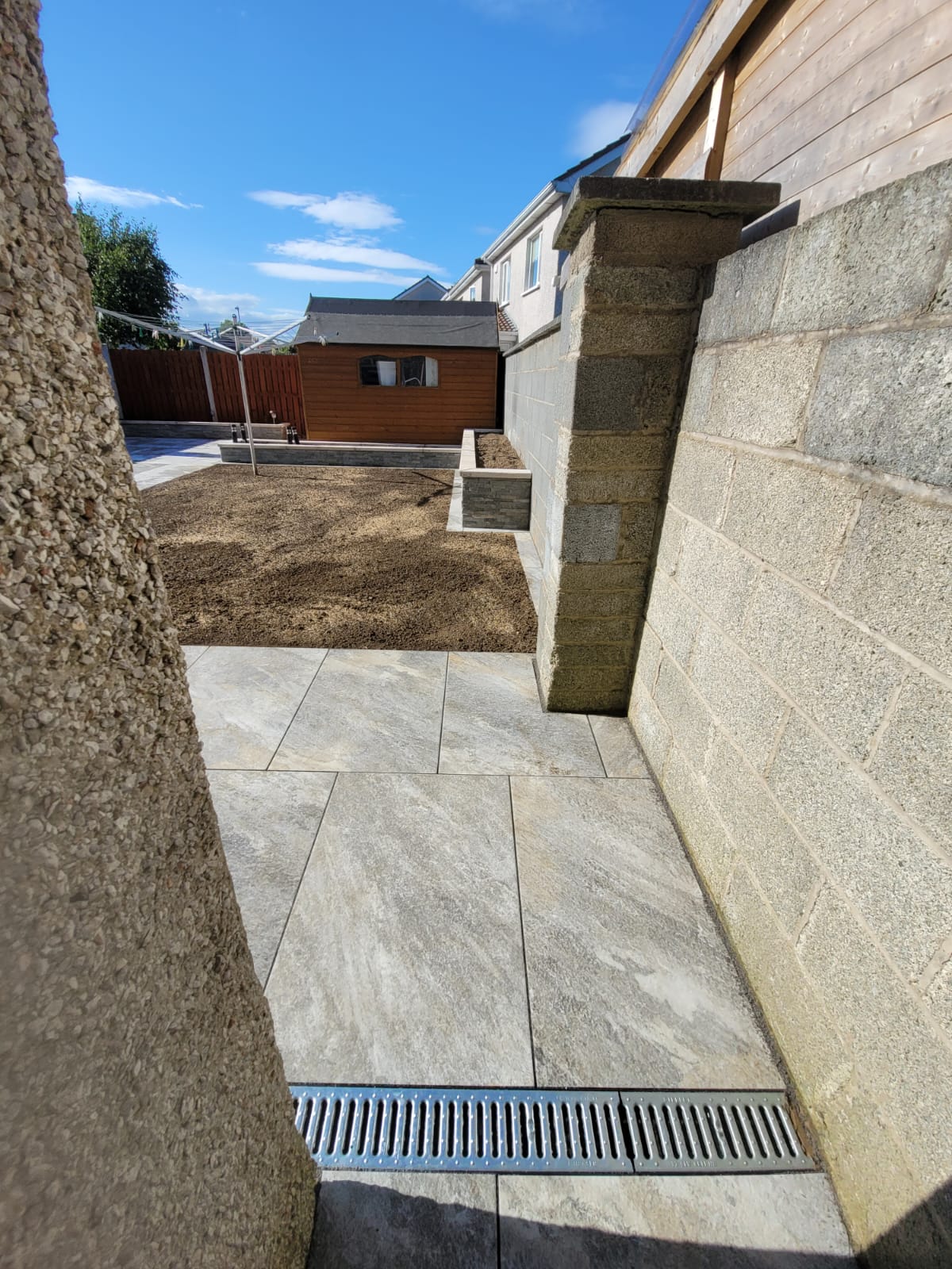 Paving stones laid with an area for grass to grow