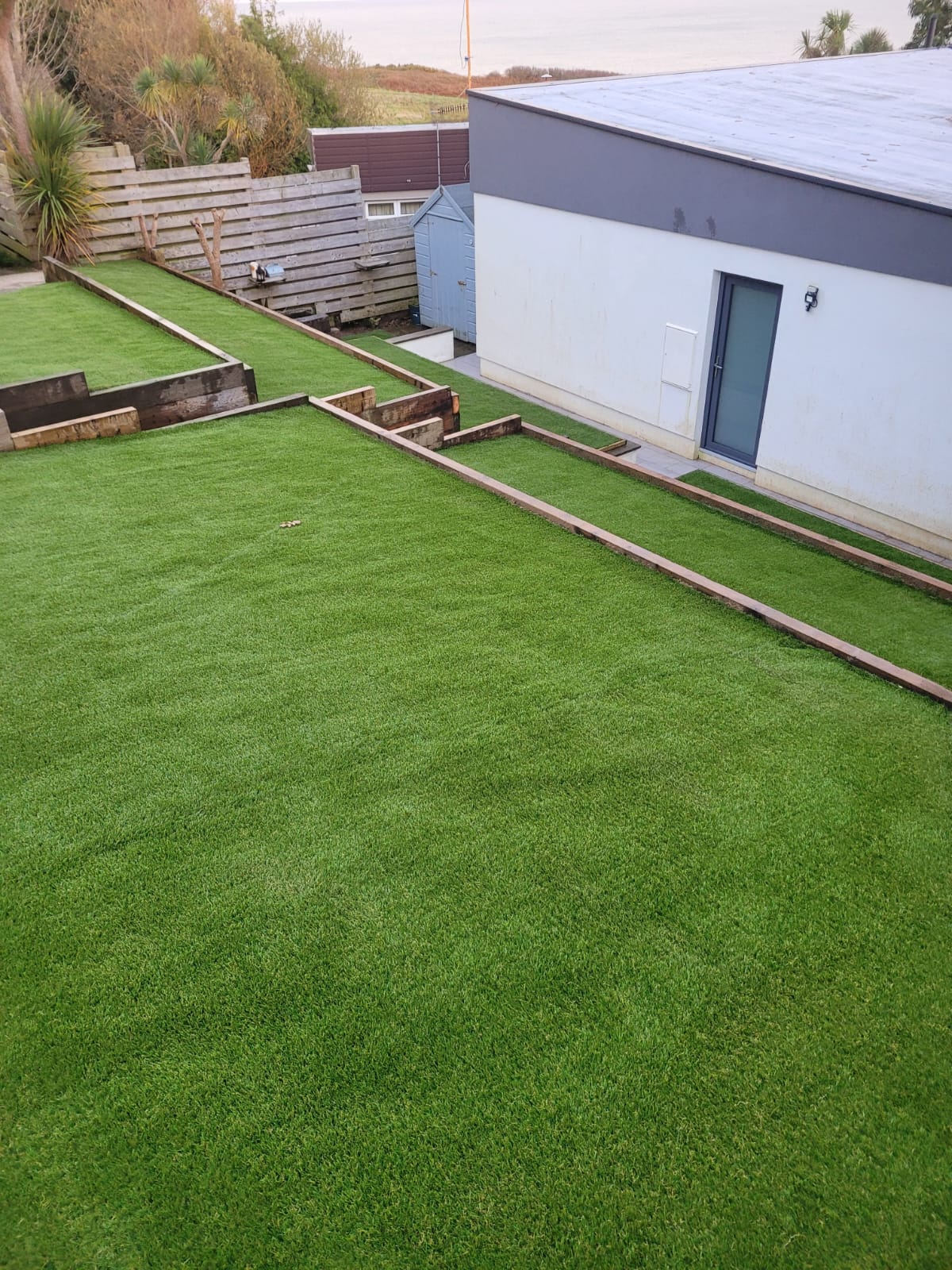 artificial grass laid in a garden